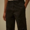 Pantaloni cargo regular in raso di cotone elasticizzato