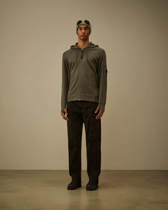 Pantaloni cargo regular in raso di cotone elasticizzato