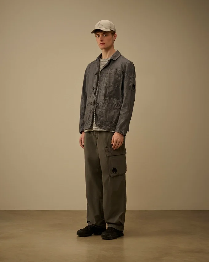 Pantaloni cargo squadrati in cotone rip-stop con dettaglio a lente