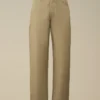 Pantaloni in cotone/lino senza cuciture laterali