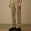 Pantaloni in cotone/lino senza cuciture laterali