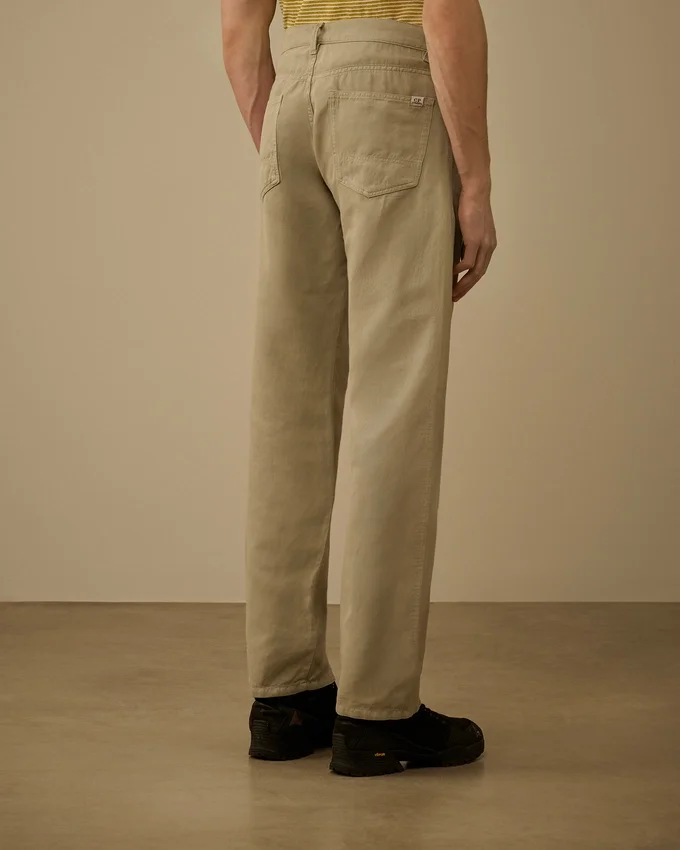 Pantaloni in cotone/lino senza cuciture laterali