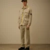 Pantaloni in cotone/lino senza cuciture laterali