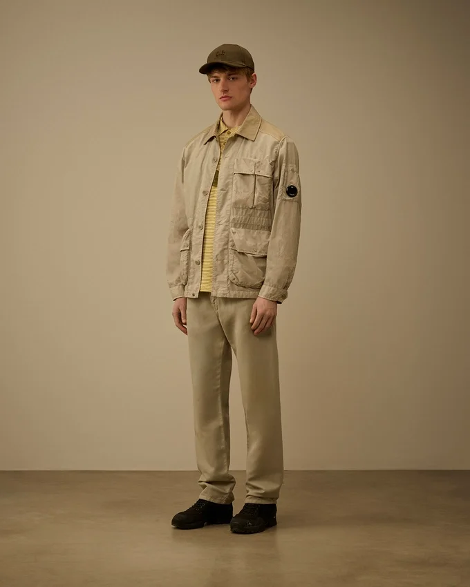 Pantaloni in cotone/lino senza cuciture laterali