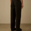 Pantaloni larghi con pinces in gabardina di cotone