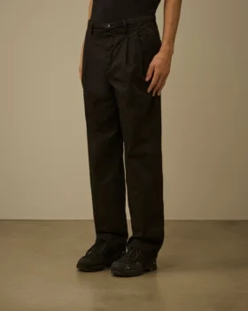 Pantaloni larghi in gabardina di cotone