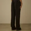 Pantaloni larghi in gabardina di cotone