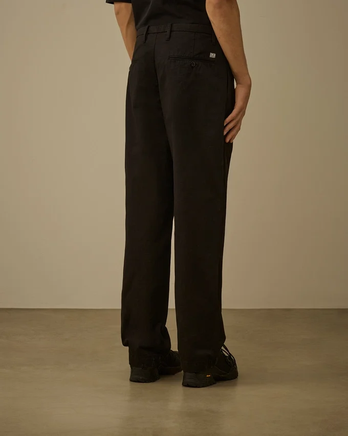 Pantaloni larghi in gabardina di cotone