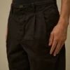 Pantaloni larghi in gabardina di cotone