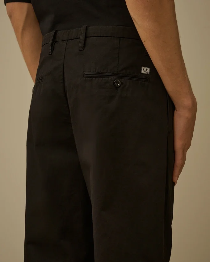 Pantaloni larghi in gabardina di cotone