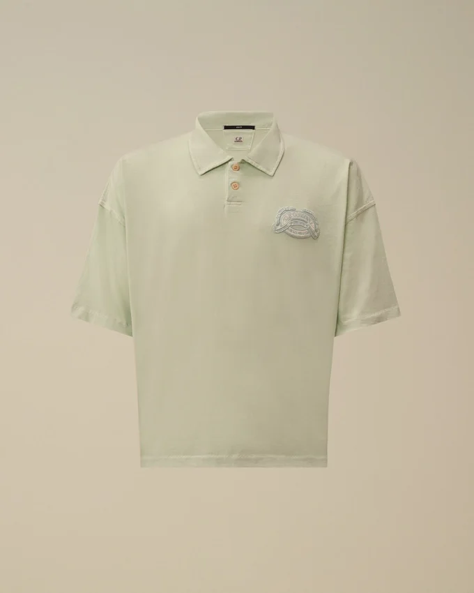 Polo a maniche corte con logo squadrato in jersey 20/1