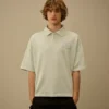 Polo a maniche corte con logo squadrato in jersey 20/1