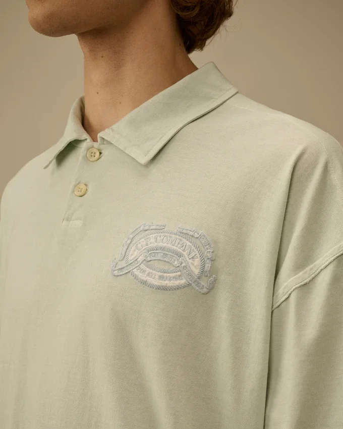 Polo a maniche corte con logo squadrato in jersey 20/1