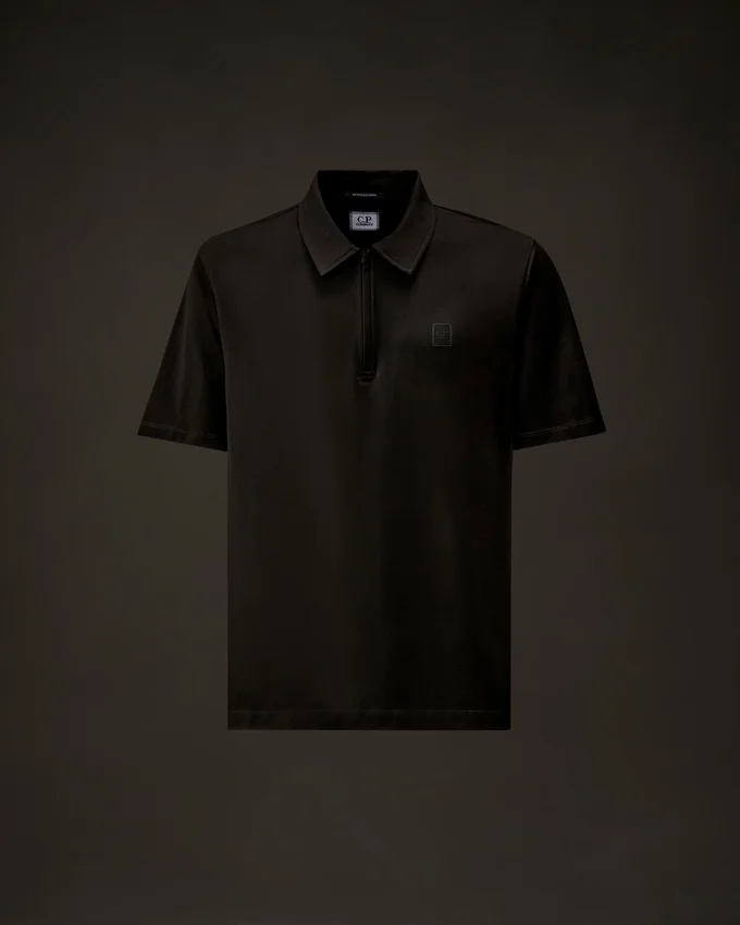 Polo a maniche corte con mezza zip in jersey mercerizzato della Metropolis Series