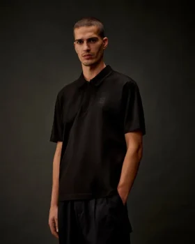 Polo a maniche corte con mezza zip in jersey mercerizzato della Metropolis Series
