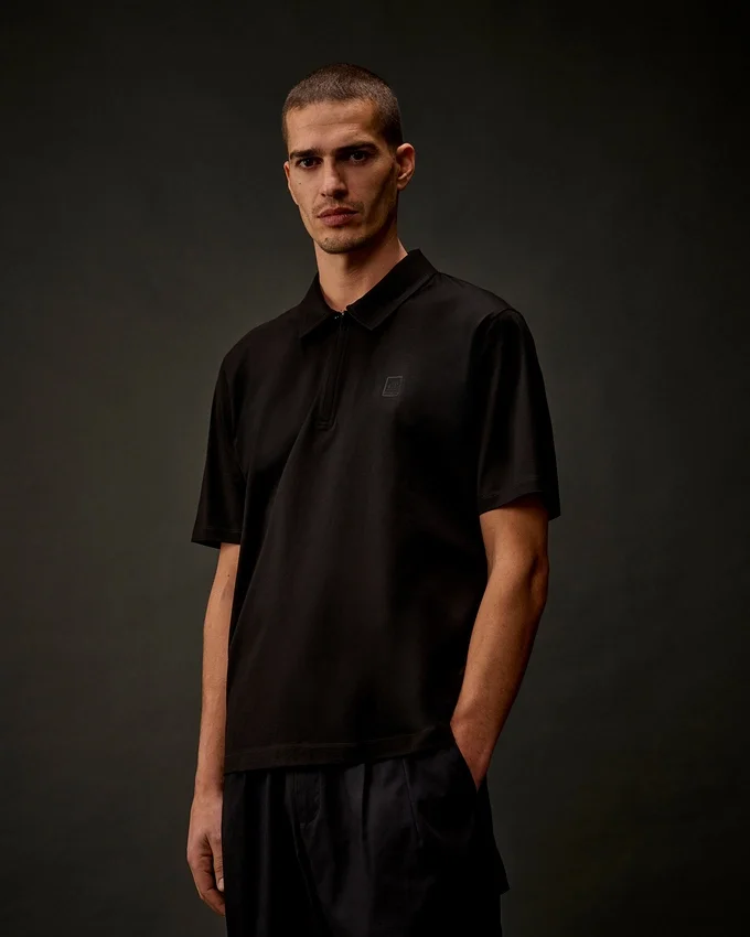 Polo a maniche corte con mezza zip in jersey mercerizzato della Metropolis Series