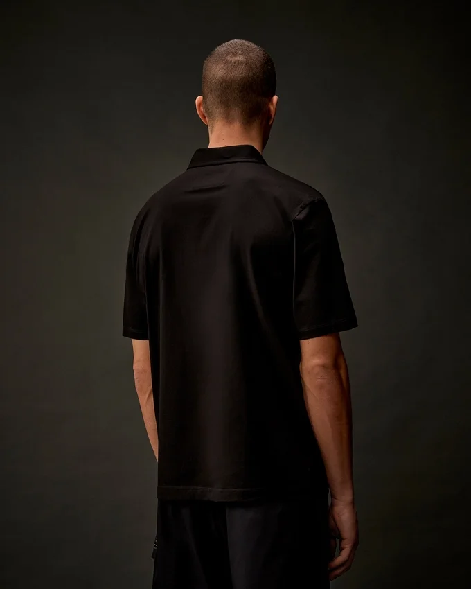 Polo a maniche corte con mezza zip in jersey mercerizzato della Metropolis Series