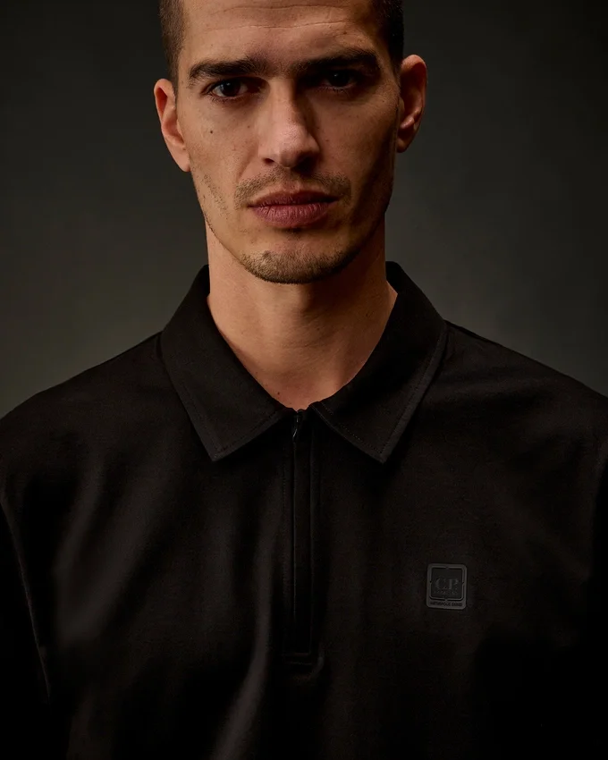 Polo a maniche corte con mezza zip in jersey mercerizzato della Metropolis Series