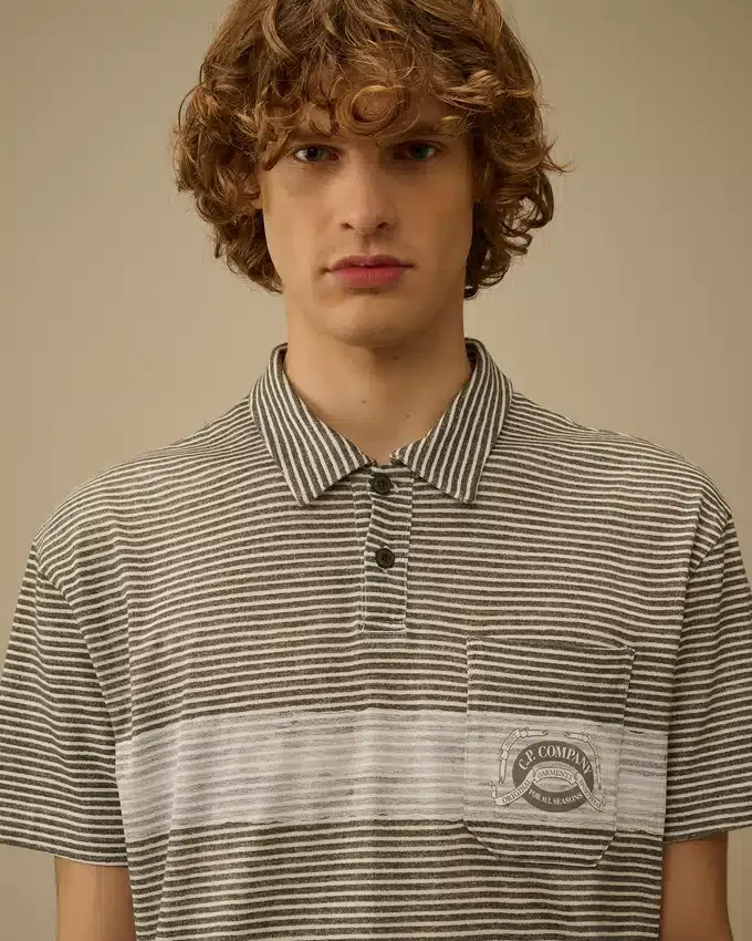 Polo con logo a maniche corte in jersey stampato 20/1