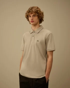 Polo con logo a maniche corte in piquet elasticizzato