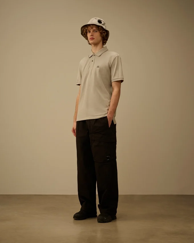 Polo con logo a maniche corte in piquet elasticizzato