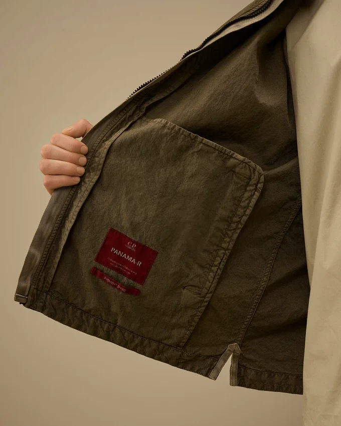 Sovracamicia con tasche per occhiali e zip in Panama-R