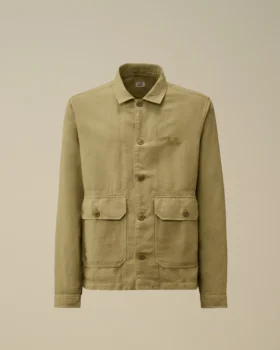 Sovracamicia in twill spezzato con bottoni
