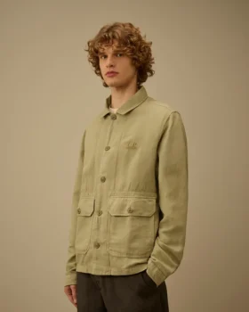 Sovracamicia in twill spezzato con bottoni