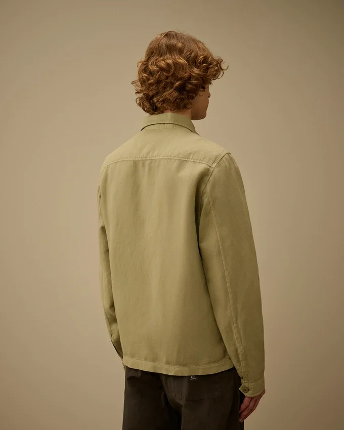 Sovracamicia in twill spezzato con bottoni
