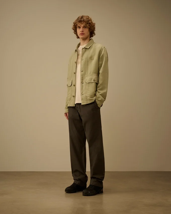 Sovracamicia in twill spezzato con bottoni