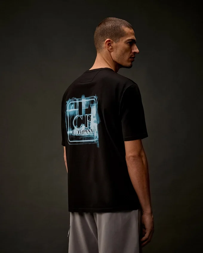 T-shirt a maniche corte con badge stampato in jersey mercerizzato della Metropolis Series