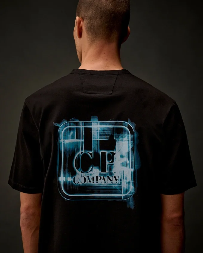 T-shirt a maniche corte con badge stampato in jersey mercerizzato della Metropolis Series