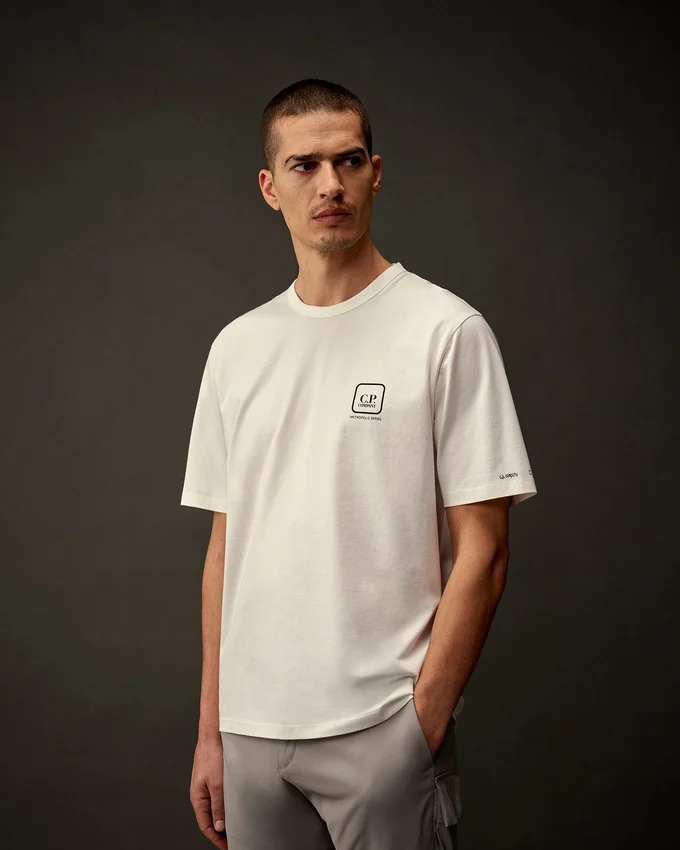T-shirt a maniche corte in jersey mercerizzato della Metropolis Series con grafica stampata