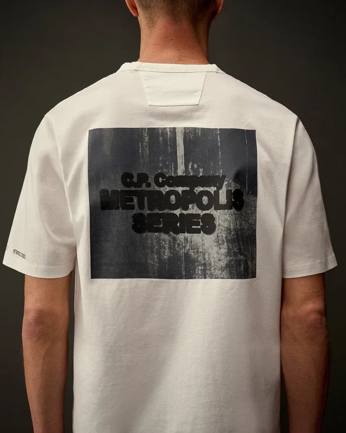 T-shirt a maniche corte in jersey mercerizzato della Metropolis Series con grafica stampata