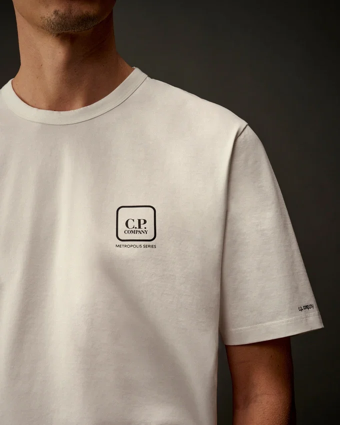 T-shirt a maniche corte in jersey mercerizzato della Metropolis Series con grafica stampata