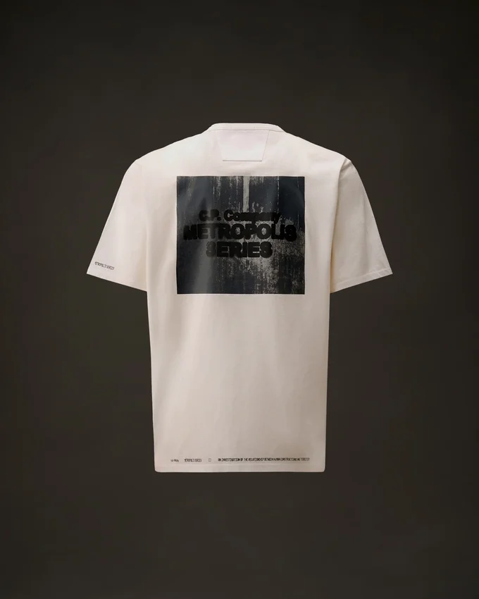 T-shirt a maniche corte in jersey mercerizzato della Metropolis Series con grafica stampata