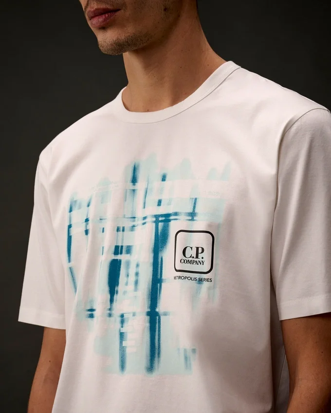 T-shirt a maniche corte in jersey mercerizzato della Metropolis Series con logo grafico