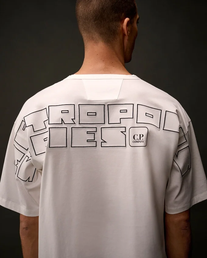 T-shirt a maniche corte in jersey mercerizzato della Metropolis Series con ricamo sul retro